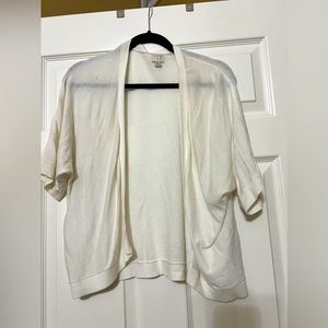 A new day white short sleeve cardigan sweater size large